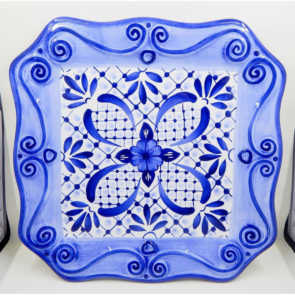 Tabletops Unlimited Lisbon Dinner Plate Hand-Painted Blue White